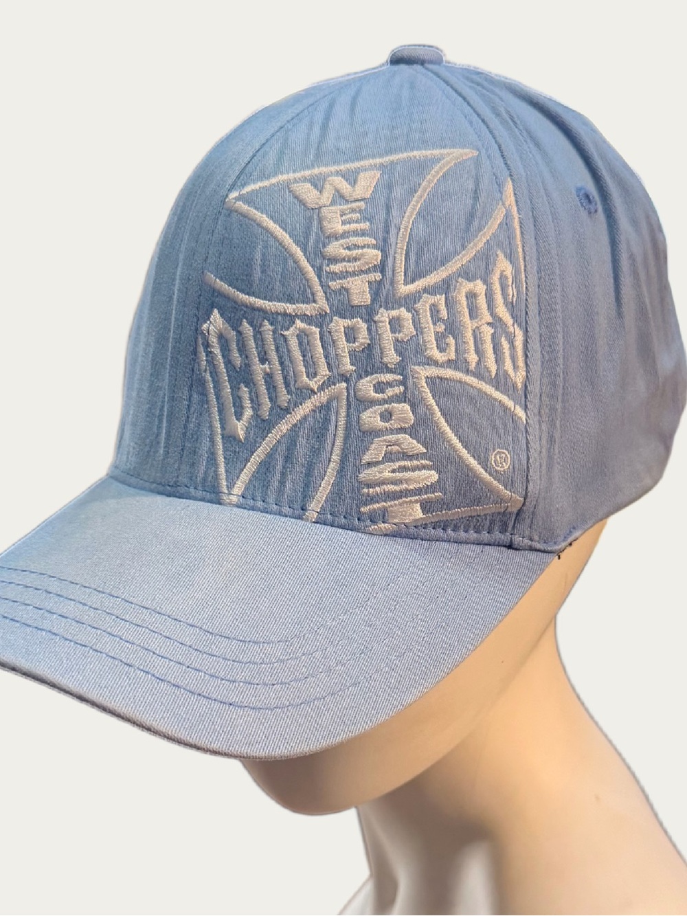 West Coast Choppers Hat Baby Blue Flex Fit Embroidered Long beach Baseball Cap
